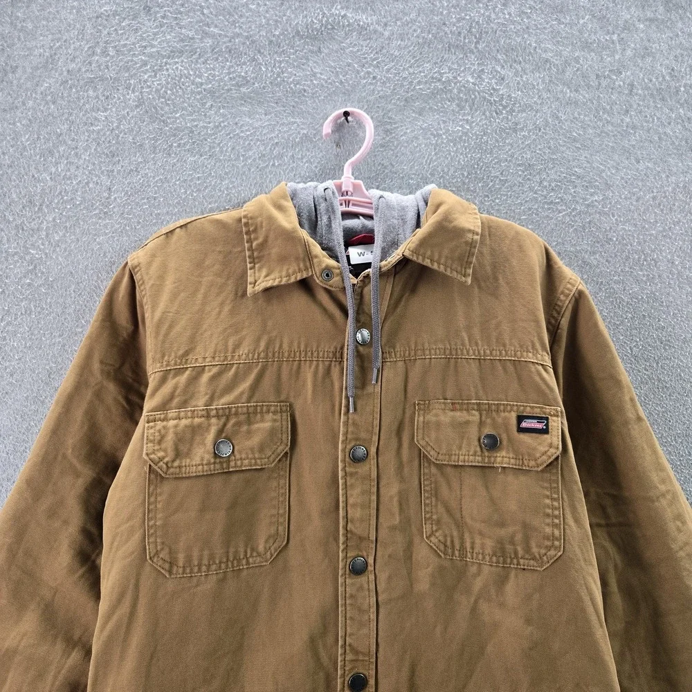 Dickies Men Jacket M Brown Work Water Repellent Duck Hooded Shirt Jacket